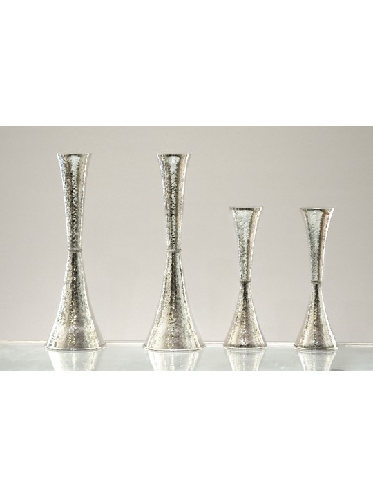 Large Hammered Silver Candlesticks Set , Sterling Silver Candlesticks