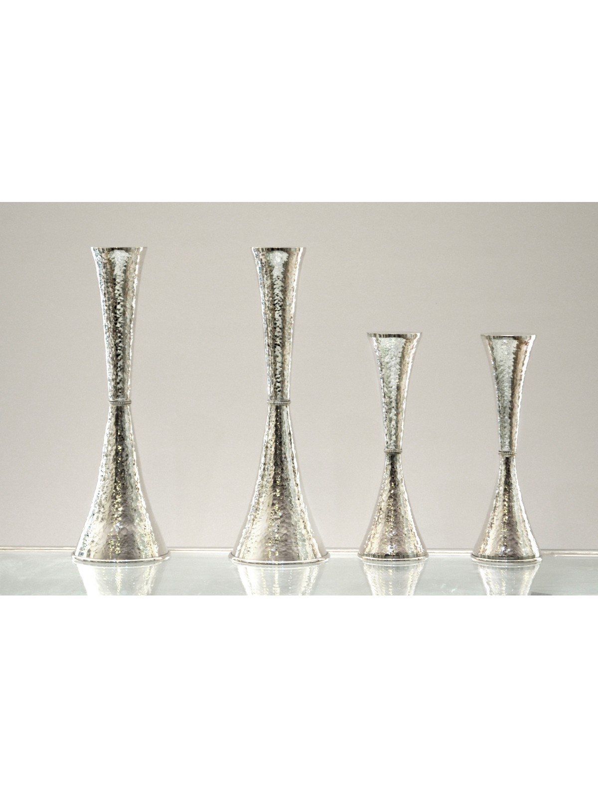 Large Hammered Silver Candlesticks Set , Sterling Silver Candlesticks