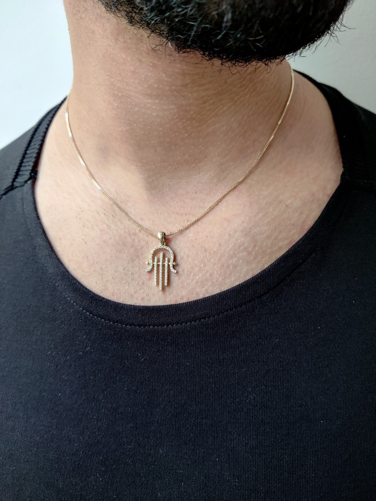 Modern Diamonds and 14k Gold Hamsa Necklace , Tu B'Av Gifts , Israeli