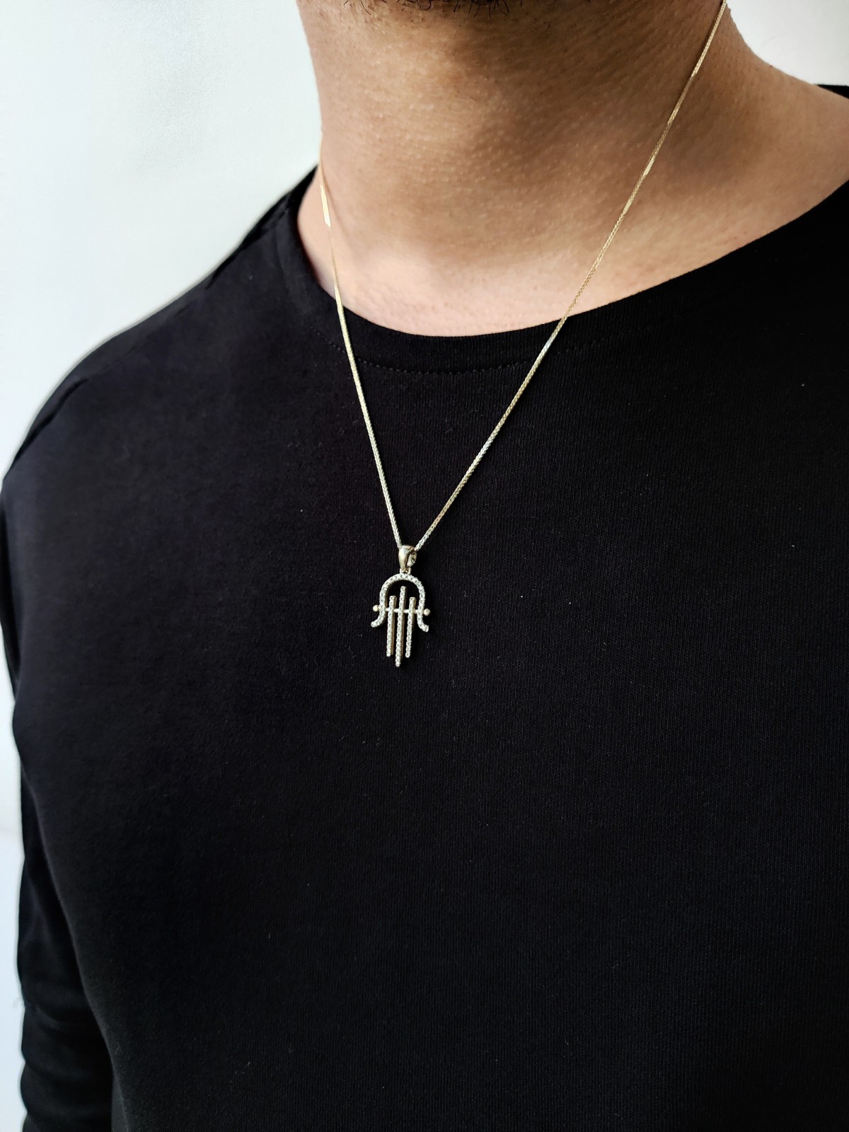 Modern Diamonds and 14k Gold Hamsa Necklace , Tu B'Av Gifts , Israeli