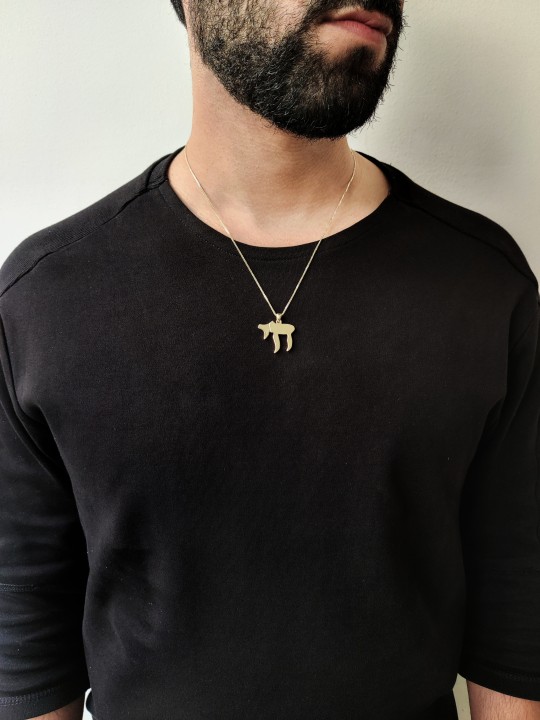 Extra Large Modern Thick and Heavy 14K Gold Chai N , Tu B'Av Gifts , I