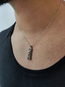 Mezouza en or blanc avec pendentif diamants noirs, ajouter une chaîne 14 carats, Israël