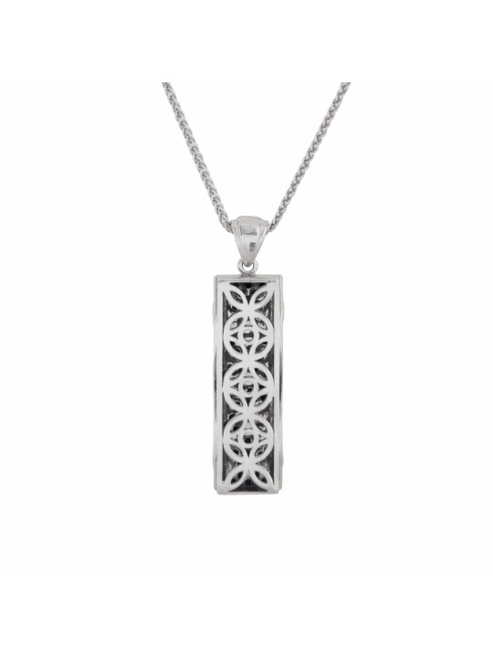 White gold Mezuzah with black diamonds pendant , Add 14K Chain , Israe