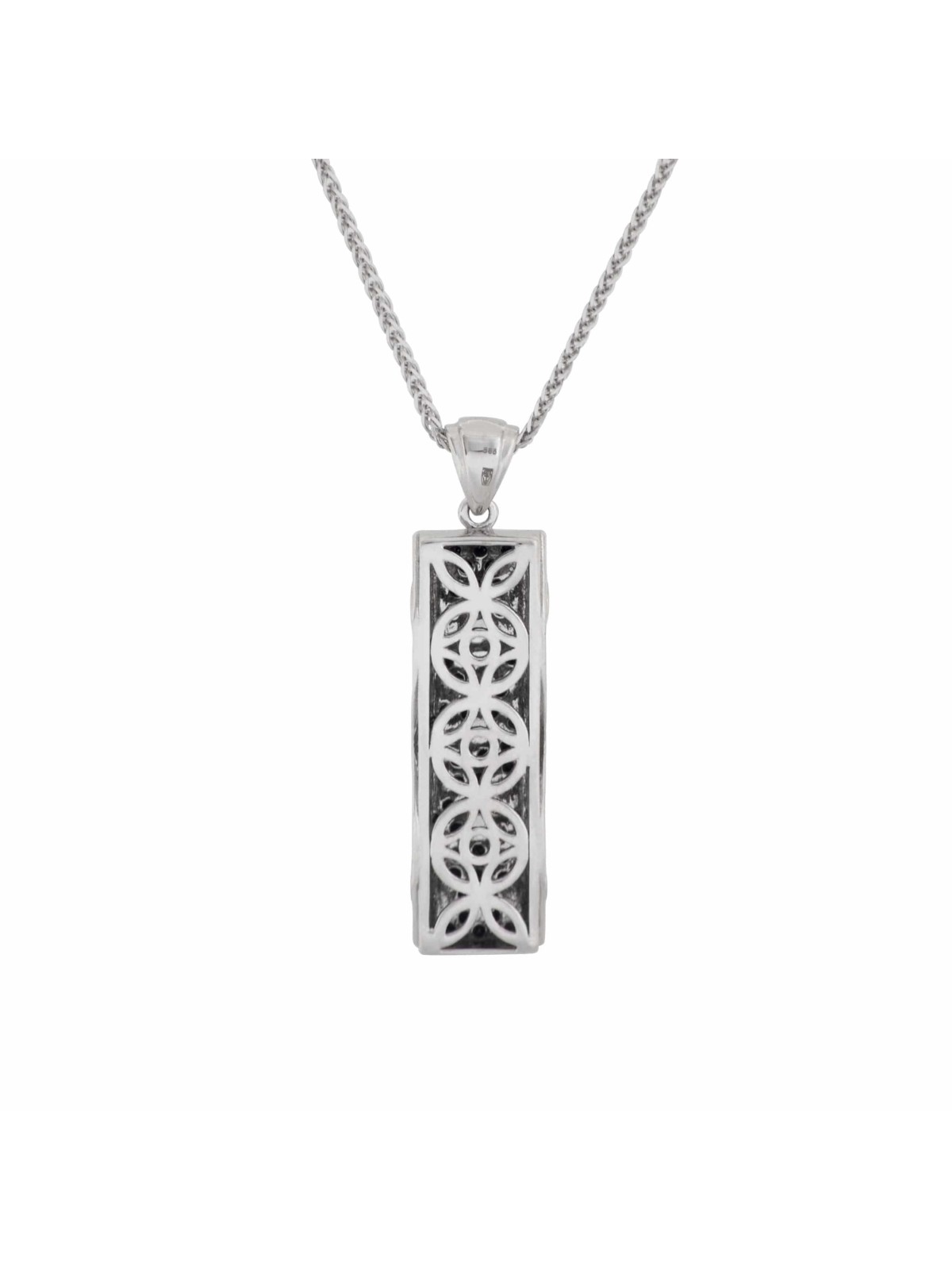 White gold Mezuzah with black diamonds pendant , Add 14K Chain , Israe