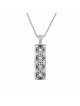 Mezouza en or blanc avec pendentif diamants noirs, ajouter une chaîne 14 carats, Israël
