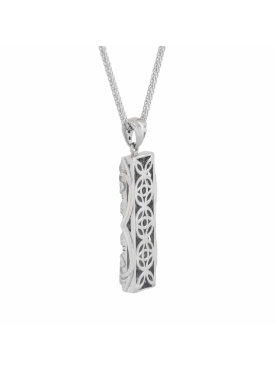 White gold Mezuzah with black diamonds pendant , Add 14K Chain , Israe