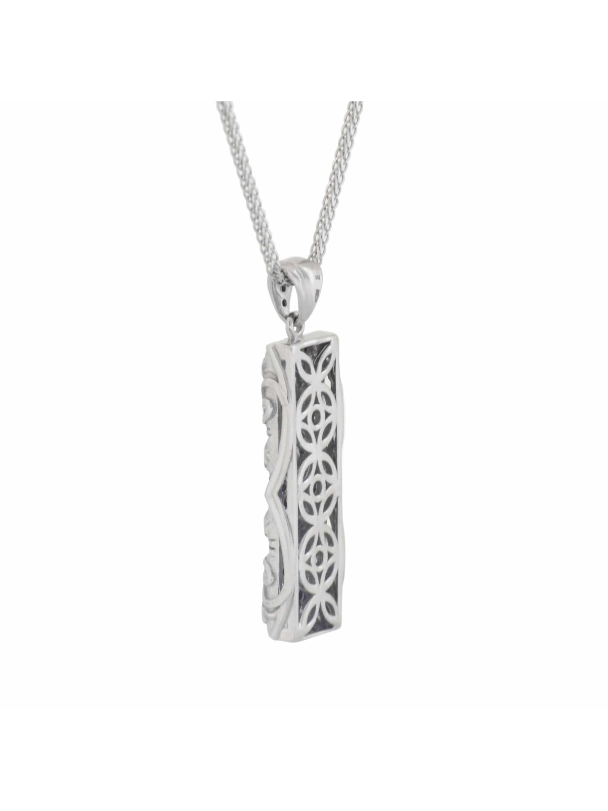 White gold Mezuzah with black diamonds pendant , Add 14K Chain , Israe