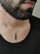 Mezouza en or blanc avec pendentif diamants noirs, ajouter une chaîne 14 carats, Israël