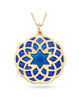 Gold Mandala and Enamel Colors Star of David Neckl , Tu B'Av Gifts , I