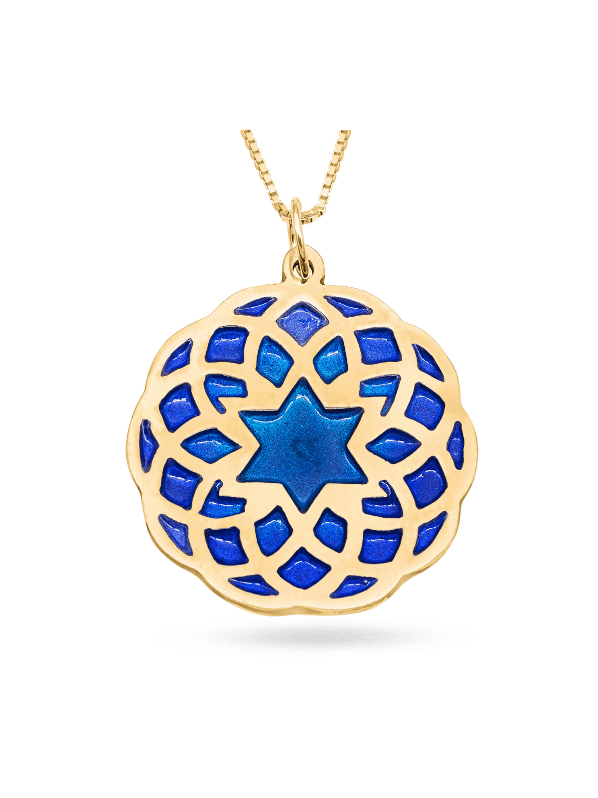 Gold Mandala and Enamel Colors Star of David Neckl , Tu B'Av Gifts , I