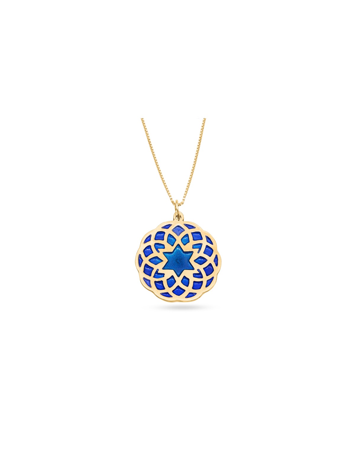 Gold Mandala and Enamel Colors Star of David Neckl , Tu B'Av Gifts , I