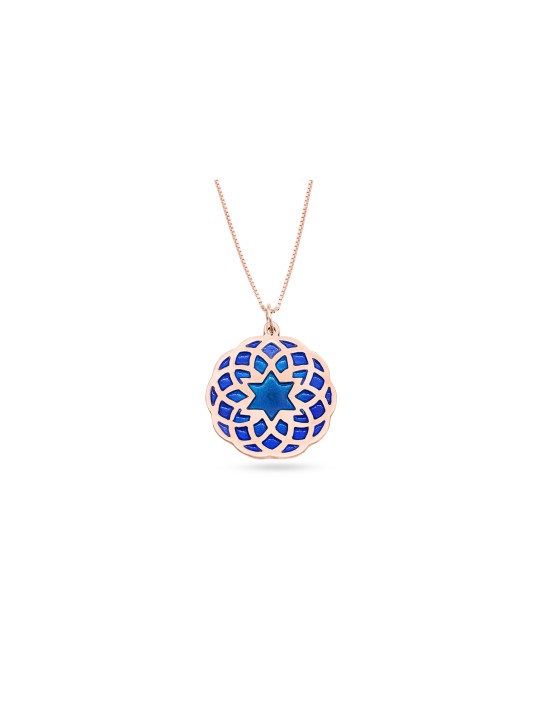 Gold Mandala and Enamel Colors Star of David Neckl , Tu B'Av Gifts , I