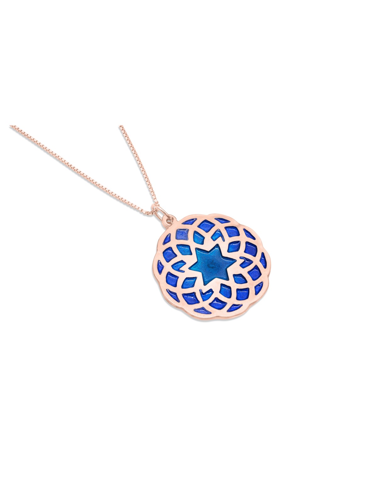 Gold Mandala and Enamel Colors Star of David Neckl , Tu B'Av Gifts , I