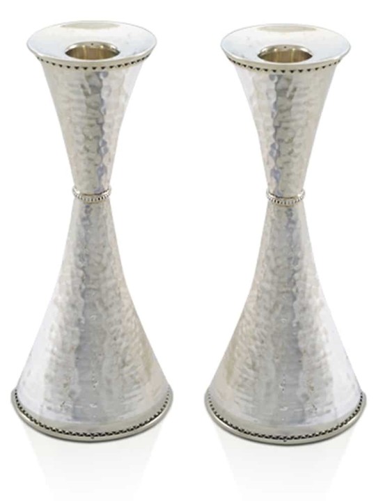 Bougeoirs modernes martelés en argent sterling, argent sterling Ca