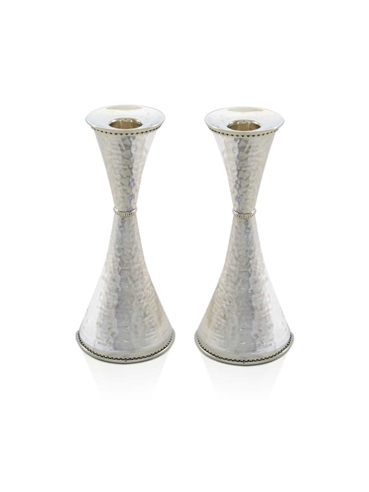 Hammered Tall Sterling Silver Modern Candlesticks , Sterling Silver Ca