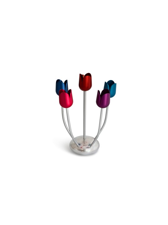 Candélabres à base martelée colorée avec bras personnalisés Flo, cadeaux de Pâque,