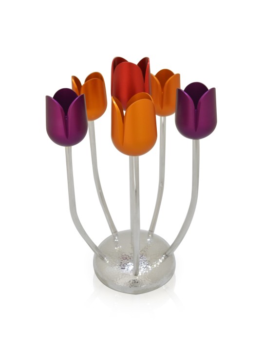 Candélabres à base martelée colorée avec bras personnalisés Flo, cadeaux de Pâque,