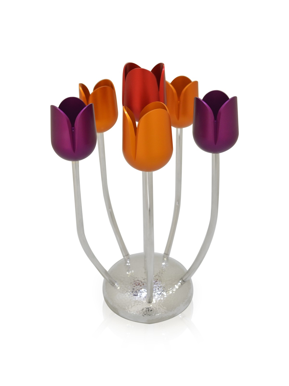 Candélabres à base martelée colorée avec bras personnalisés Flo, cadeaux de Pâque,