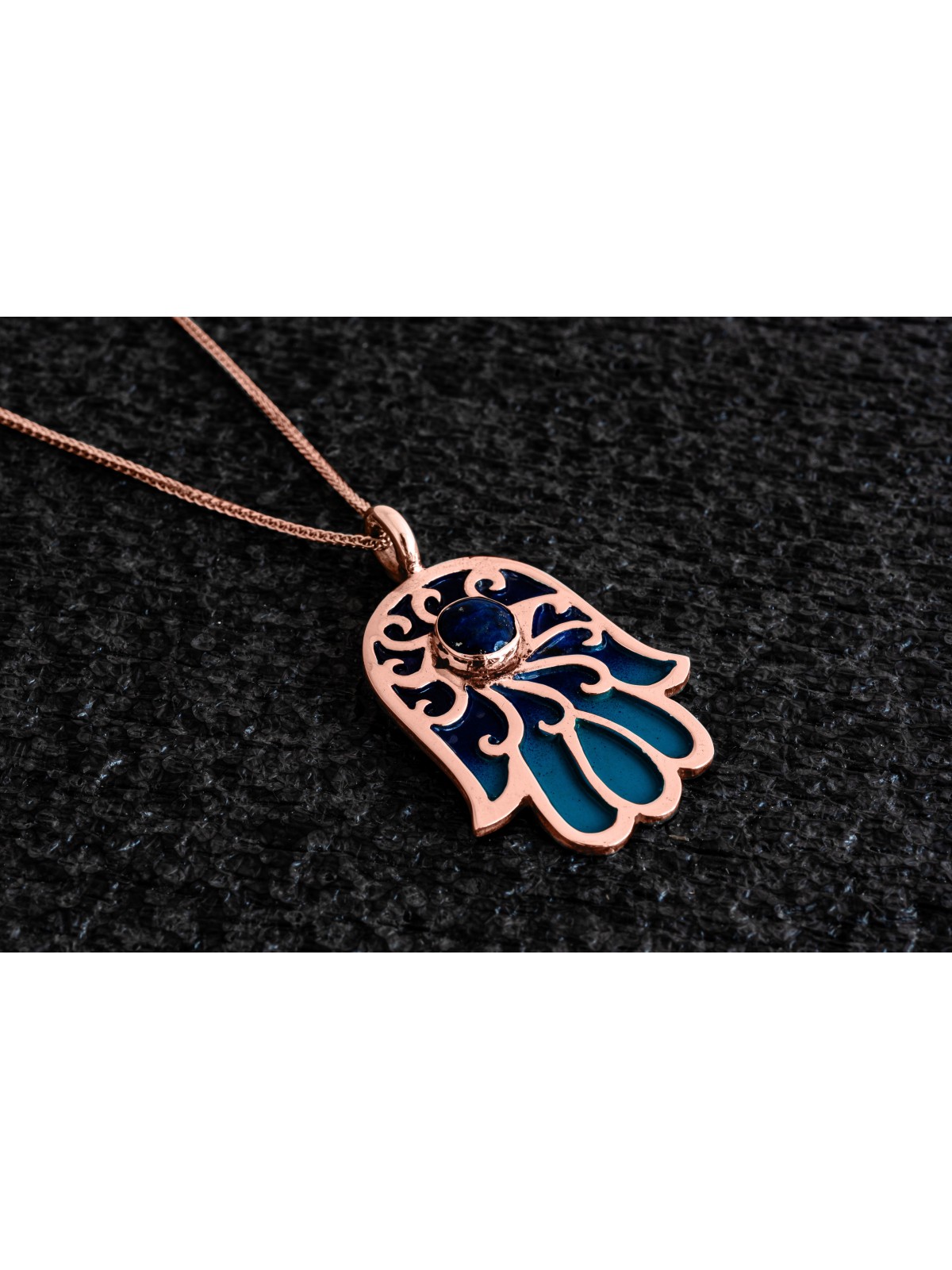 Collier en or Hamsa avec pierre Lapis Lazuli, cadeaux Tu B'Av, israélien