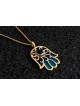 Collier en or Hamsa avec pierre Lapis Lazuli, cadeaux Tu B'Av, israélien