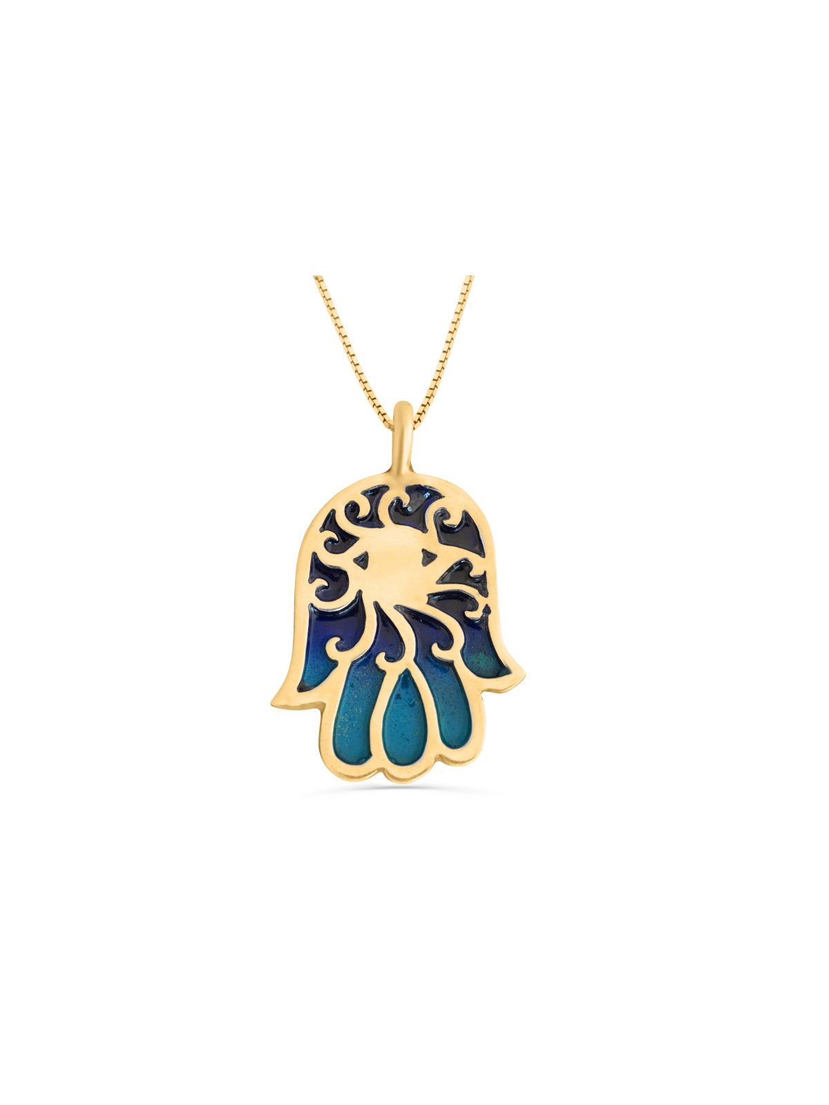Pendentif en or Hamsa émaillé, cadeaux Tu B'Av, Judaica israélien