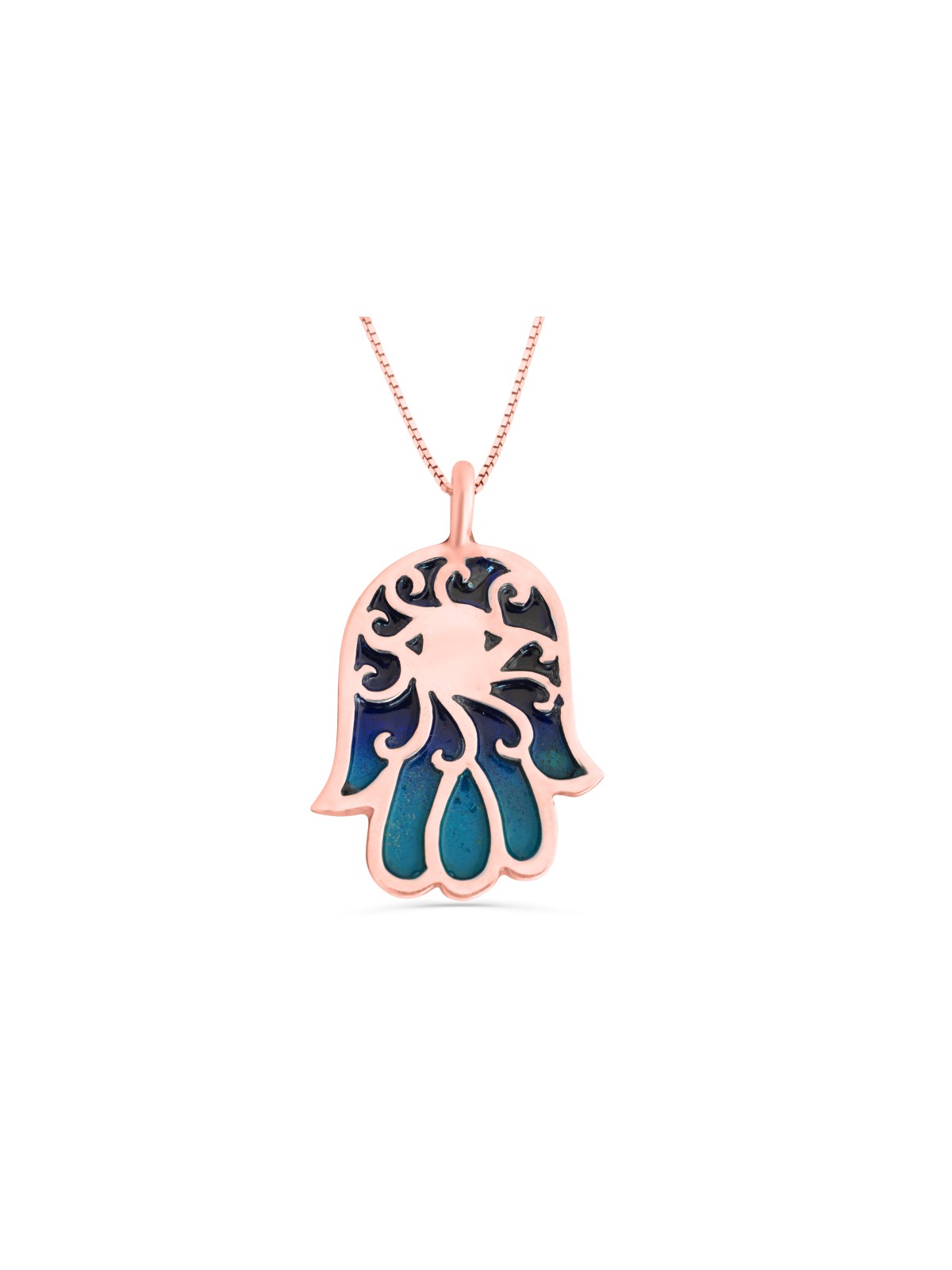 Pendentif en or Hamsa émaillé, cadeaux Tu B'Av, Judaica israélien