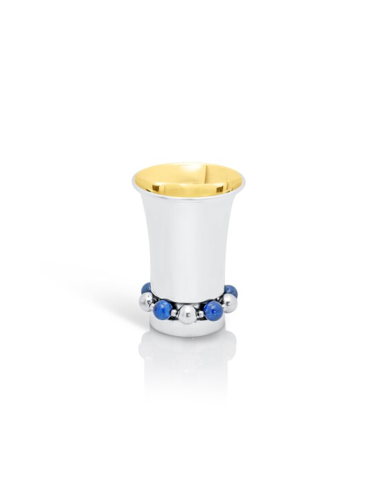 Coupe de Kiddouch contemporaine en argent avec bleu et argent, coupes de Kiddouche, est