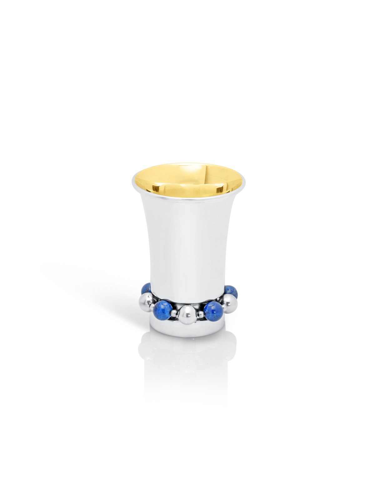 Coupe de Kiddouch contemporaine en argent avec bleu et argent, coupes de Kiddouche, est