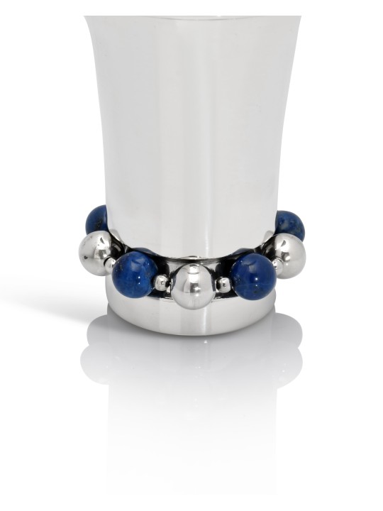 Coupe de Kiddouch contemporaine en argent avec bleu et argent, coupes de Kiddouche, est