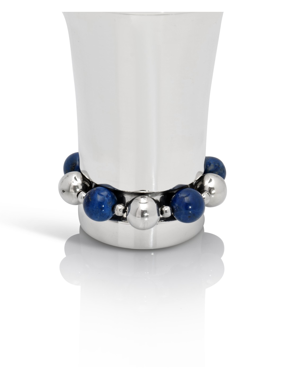 Coupe de Kiddouch contemporaine en argent avec bleu et argent, coupes de Kiddouche, est