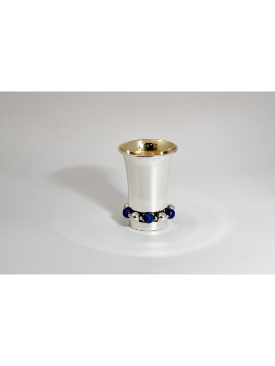 Coupe de Kiddouch contemporaine en argent avec bleu et argent, coupes de Kiddouche, est