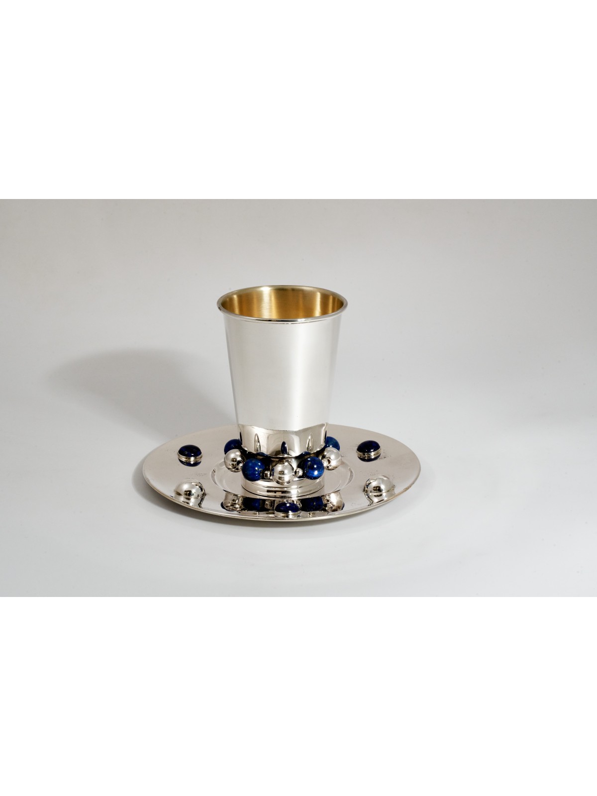 Coupe de Kiddush en argent moderne avec anneau de base perlé, coupes de Kiddush, Israël