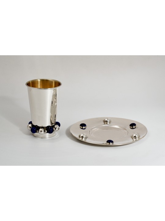 Coupe de Kiddush en argent moderne avec anneau de base perlé, coupes de Kiddush, Israël