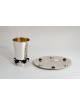 Coupe de Kiddush en argent moderne avec anneau de base perlé, coupes de Kiddush, Israël