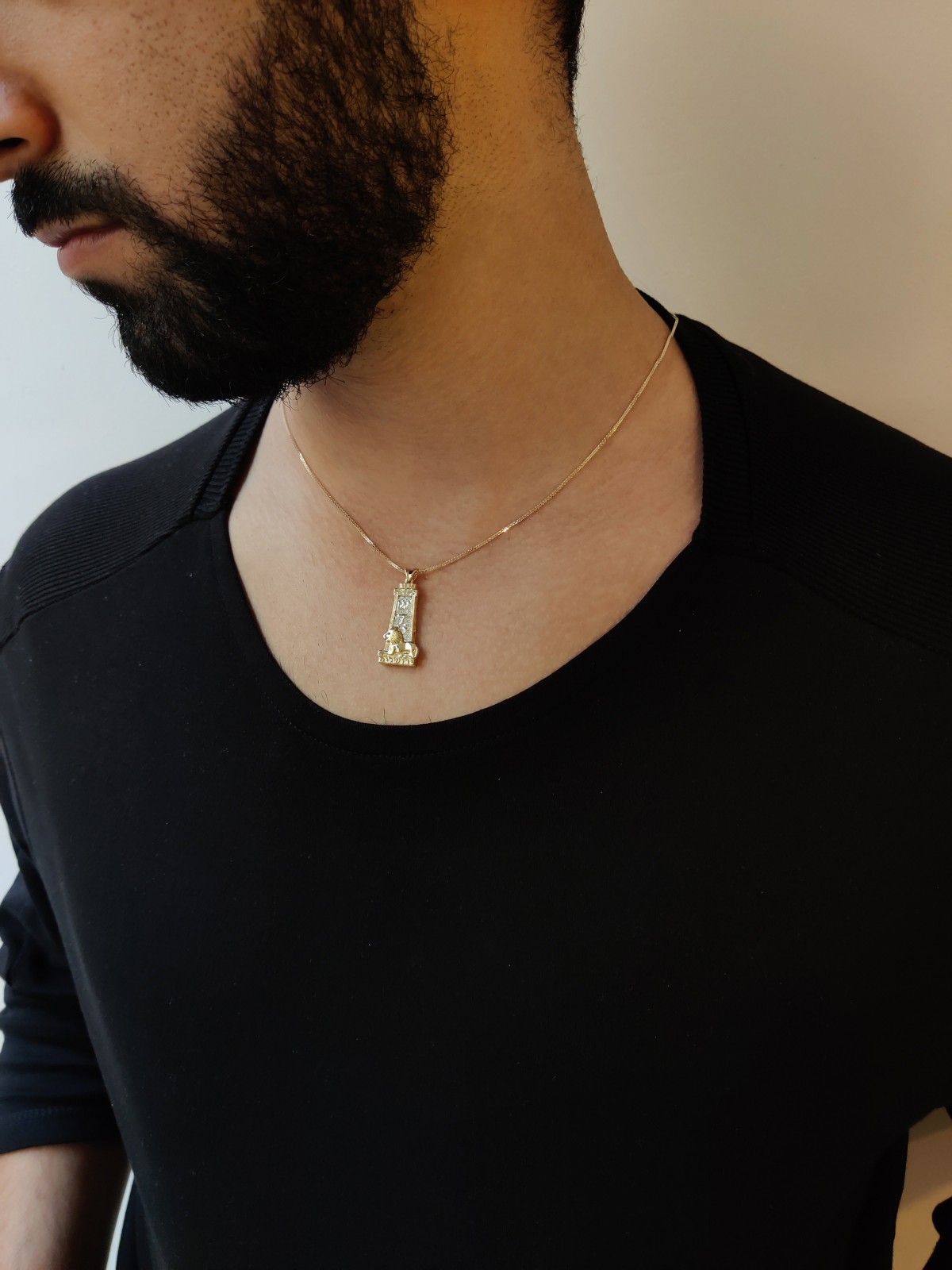 Yellow Jerusalem Shadi 14K Gold Necklace , Jerusalem Jewelry , Israeli
