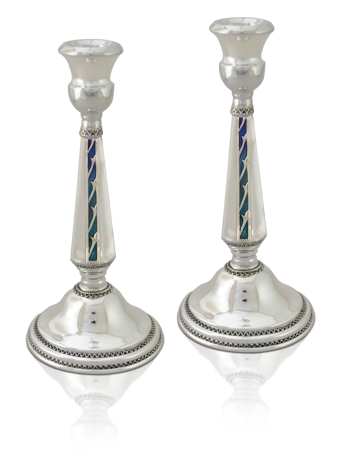 Colorful Sterling Silver Enameled Candlesticks , Sterling Silver Candl
