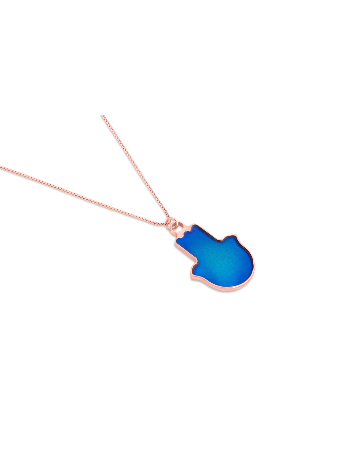 Pendentif Hamsa en or émail bleu, cadeaux Tu B'Av, Judaica israélien