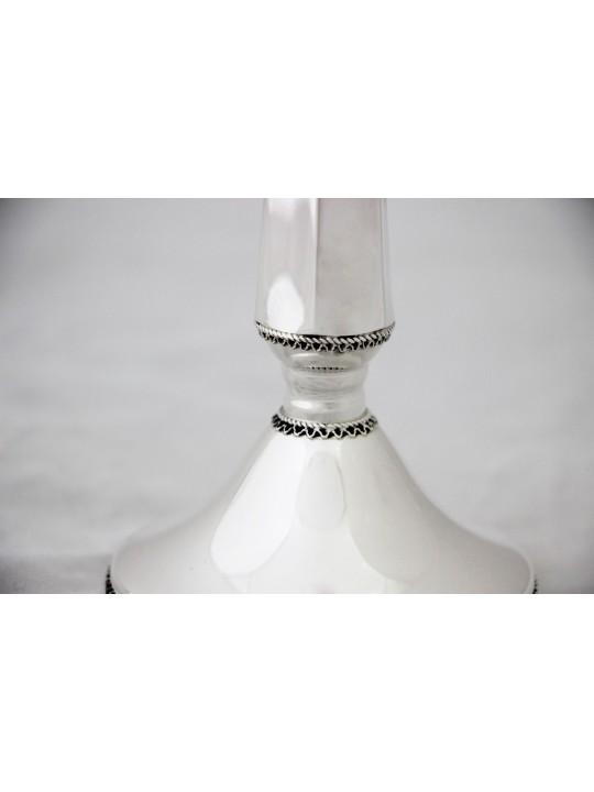 Grand chandelier de Shabbat en argent sterling en filigrane, argent sterling C