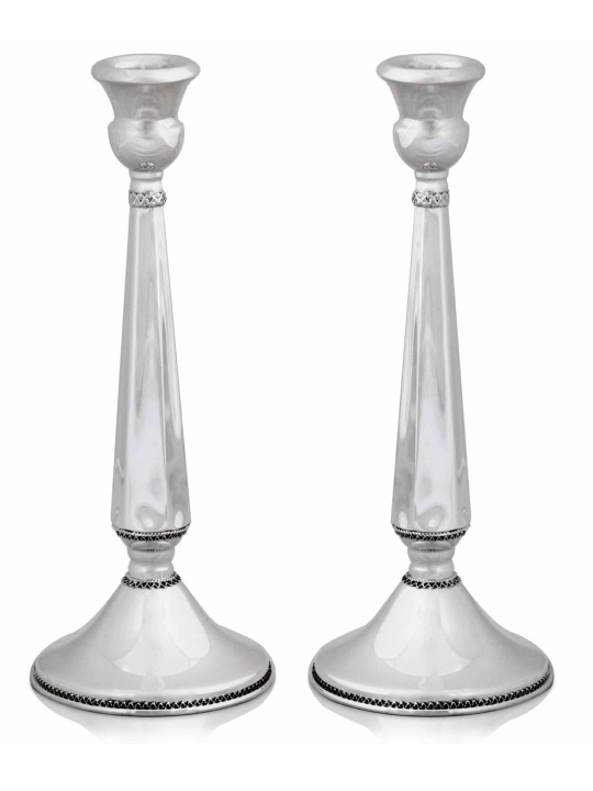 Grand chandelier de Shabbat en argent sterling en filigrane, argent sterling C