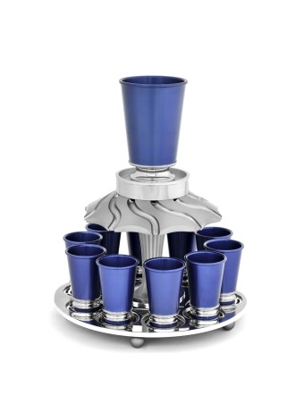 Fontaine à vin en aluminium avec 10 tasses à liqueur, fontaines de Kiddouch, Isra