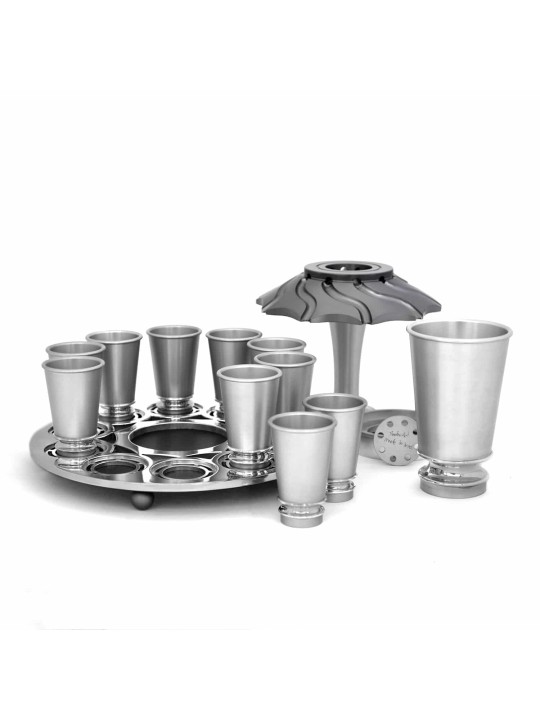 Fontaine à vin en aluminium avec 10 tasses à liqueur, fontaines de Kiddouch, Isra