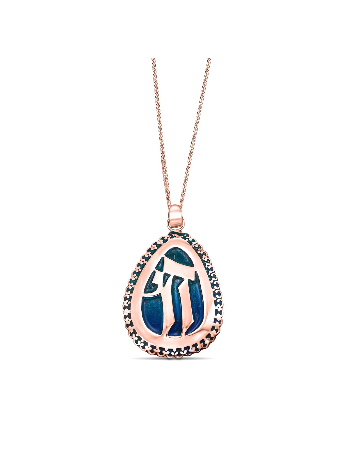 Stylo émaillé en or 14 carats Chai en forme de goutte extra large, ajouter une chaîne 14 carats, I