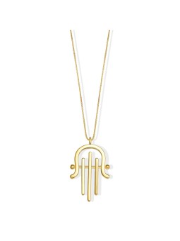 Pendentif Hamsa surdimensionné en or jaune 14 carats en moderne, cadeaux Tu B'Av, I