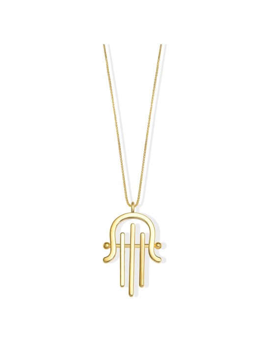 Pendentif Hamsa surdimensionné en or jaune 14 carats en moderne, cadeaux Tu B'Av, I