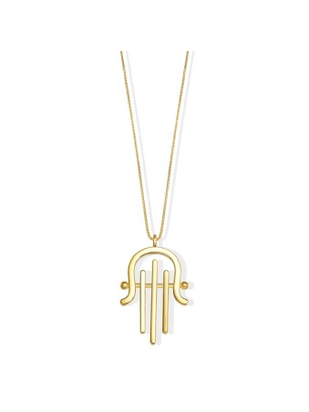 Oversized 14K Yellow Gold Hamsa Pendant in Modern  , Tu B'Av Gifts , I