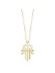 Pendentif Hamsa surdimensionné en or jaune 14 carats en moderne, cadeaux Tu B'Av, I