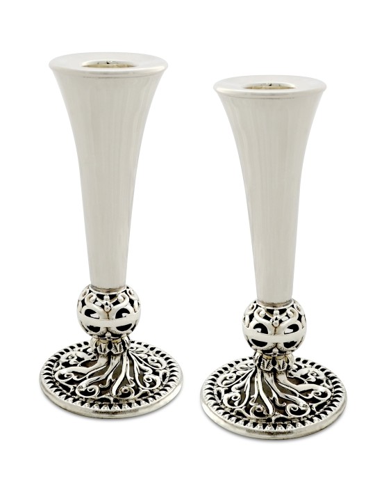Bougeoirs de Shabbat en argent sterling, boule en filigrane, cadeaux de Pâque,
