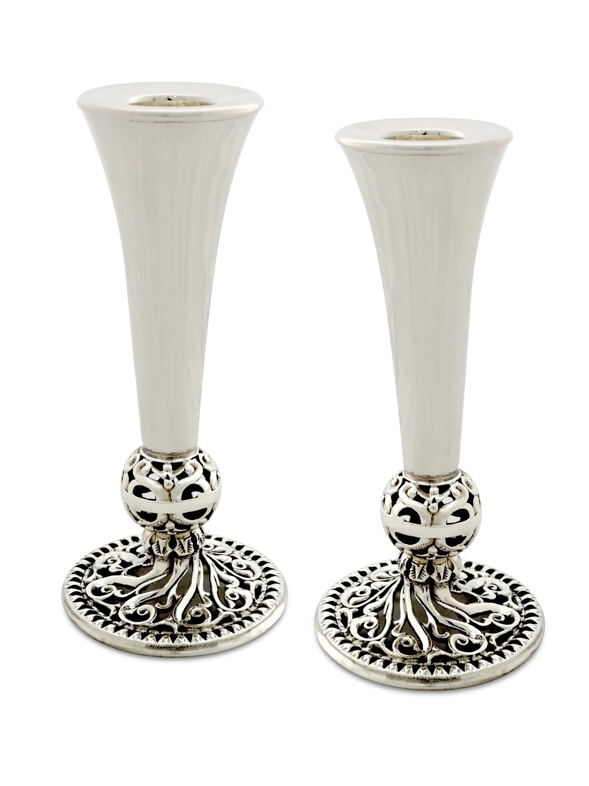 Sterling Silver Shabbat Candlesticks Filigree Ball , Passover Gifts ,