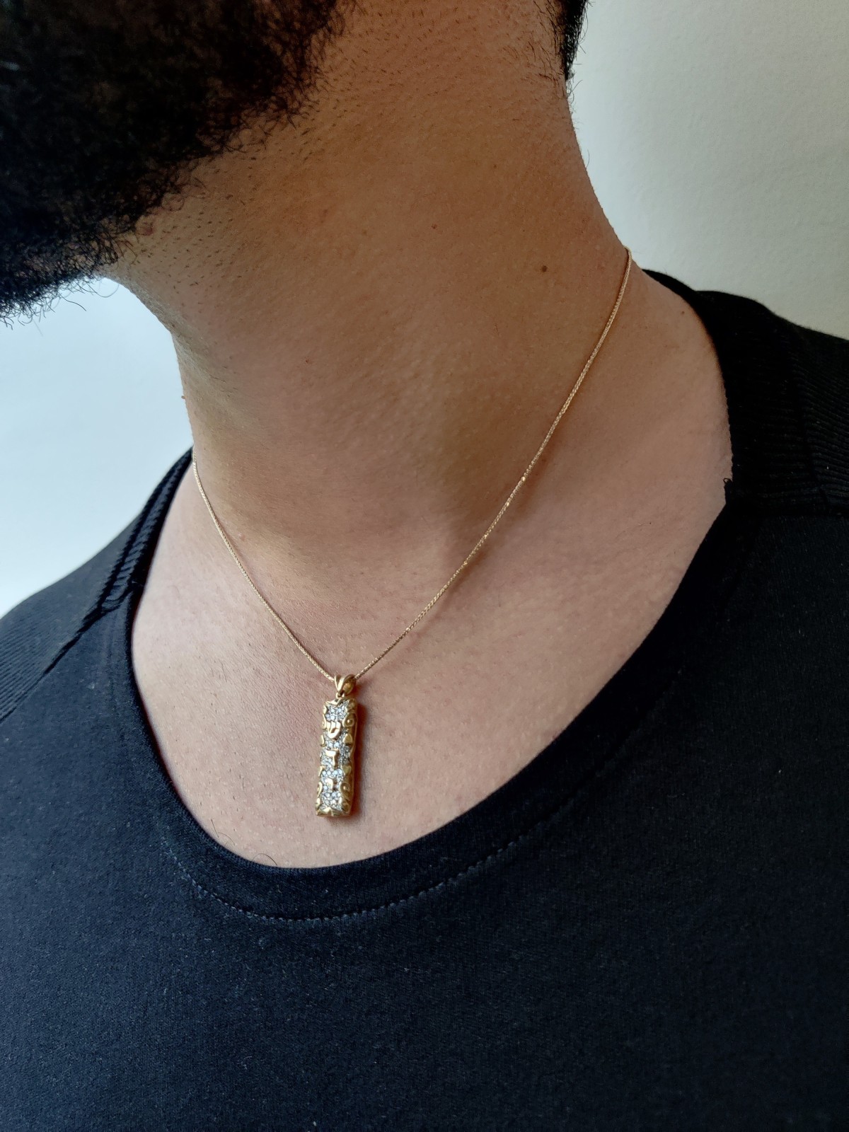 Mezuzah gold diamonds pendant Beautiful , Tu B'Av Gifts , Israeli Juda