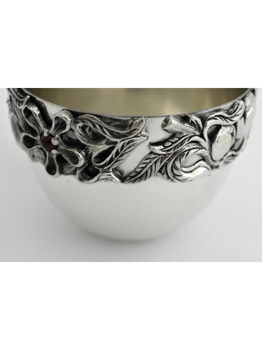 Fleurs Sterling Silver Classic Honey Dish & Tray , Tu B'Av Gifts , Est
